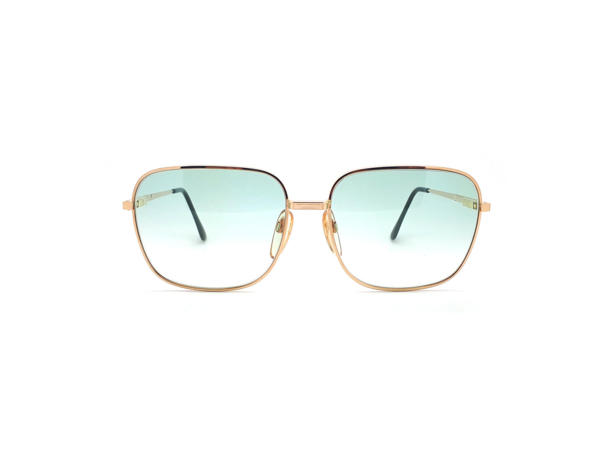 Vintage 1980s Gold Square Sunglasses with Turquoise Lenses