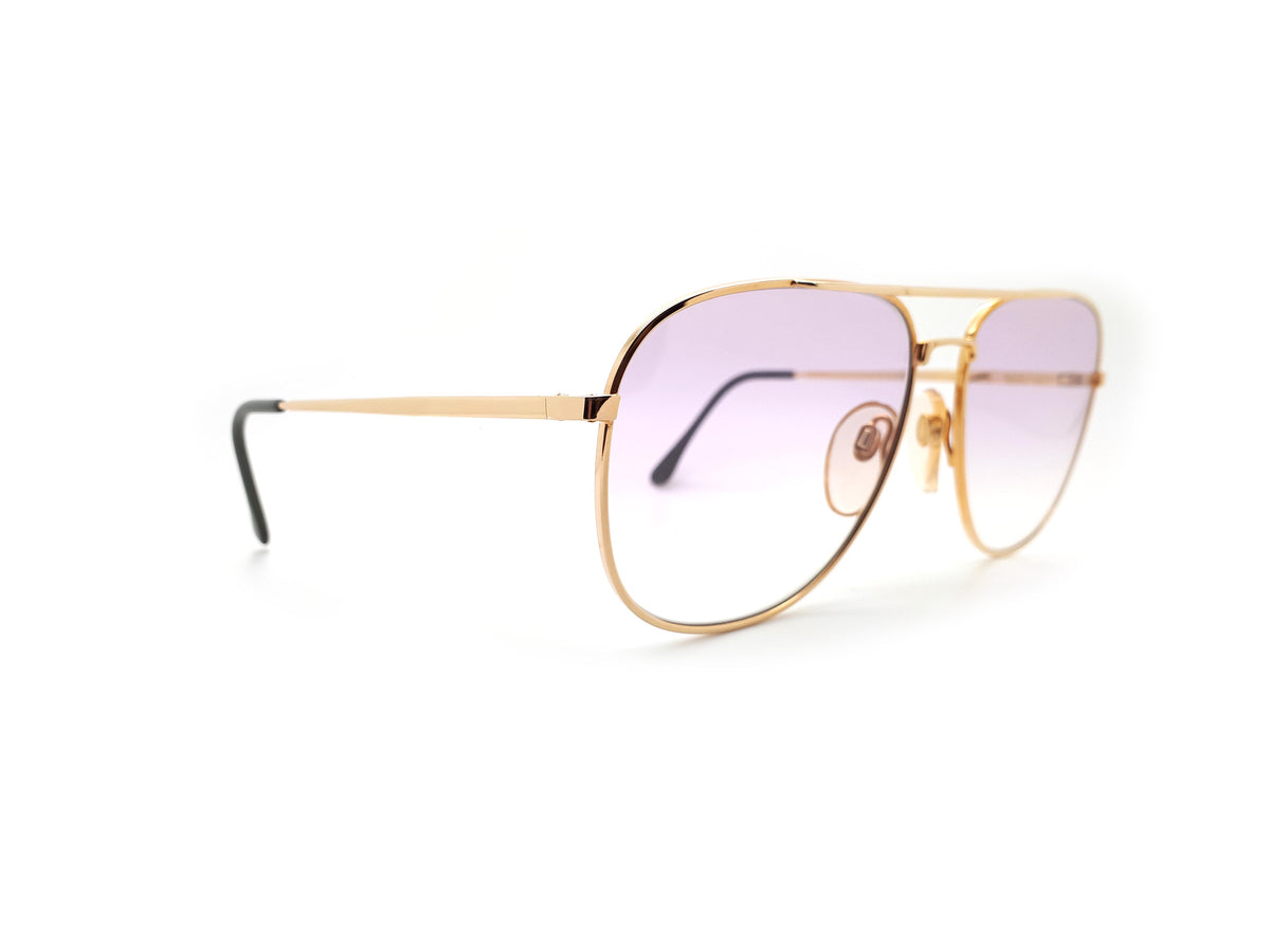 Vintage Gold Aviator Sunglasses with Purple Lenses 1980s