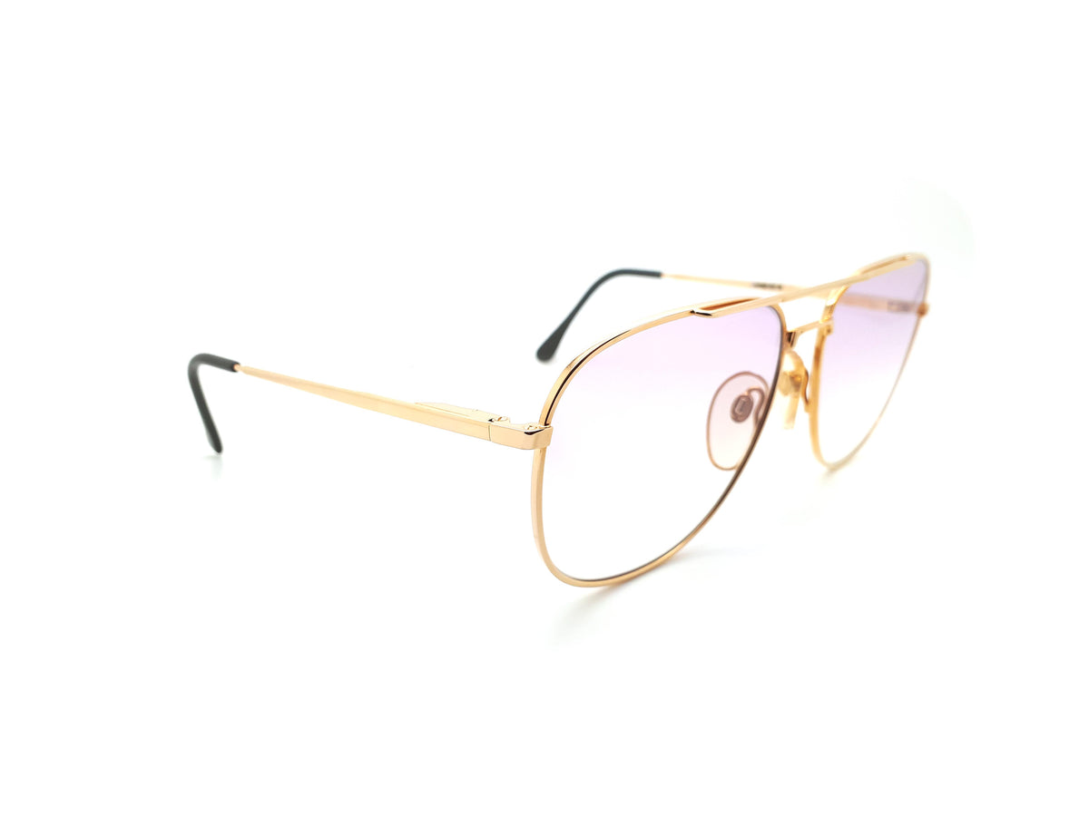 Vintage Gold Aviator Sunglasses with Purple Lenses 1980s