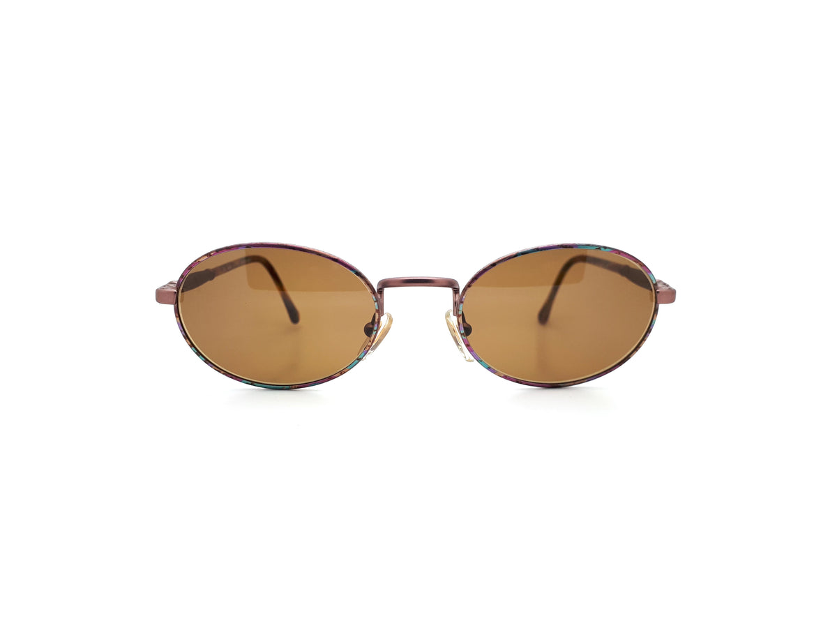 Vintage 80s Multicolour Oval Metal Sunglasses 