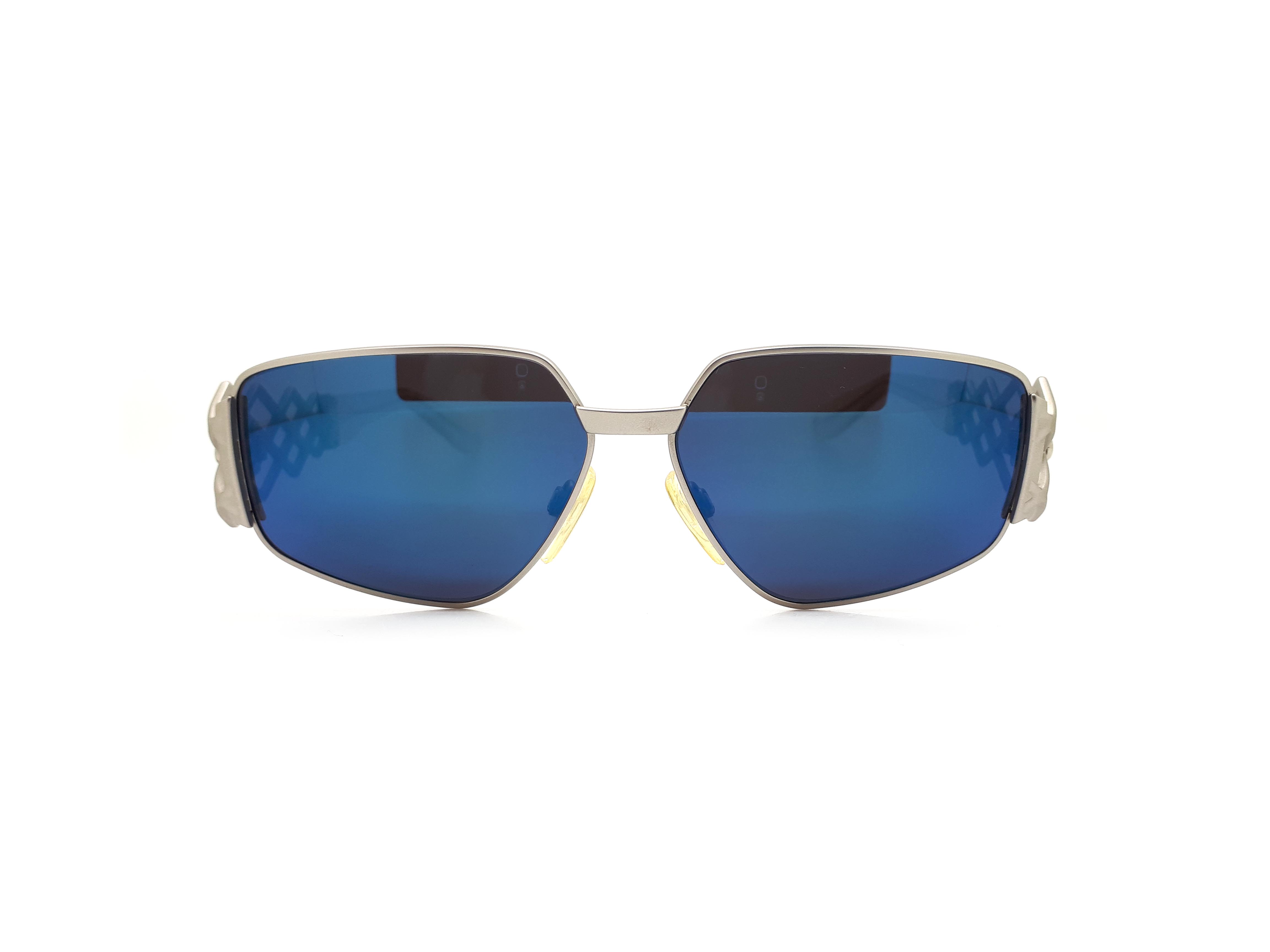 Retro Rectangle Sunglasses - Small Frame, Blue Lenses, UV400 Protection, 66mm Width - View #12