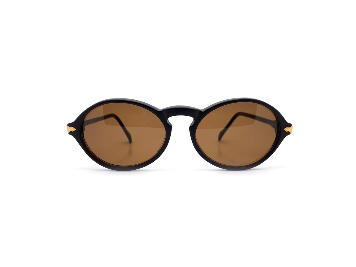 Haute Couture 3669 7 Vintage Black Oval 80s Sunglasses