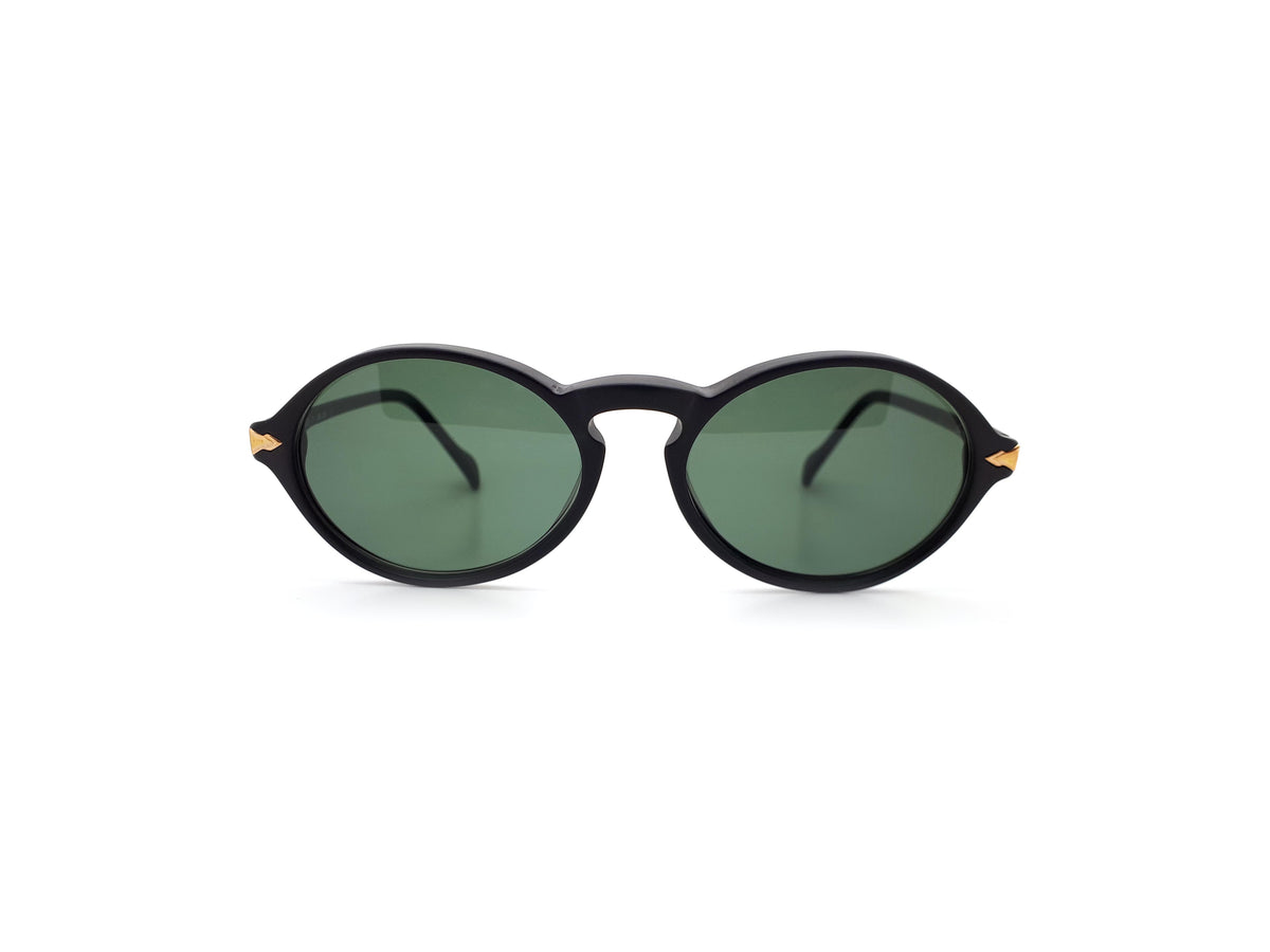 Vintage 80s Oval Sunglasses Black Keyhole Nose