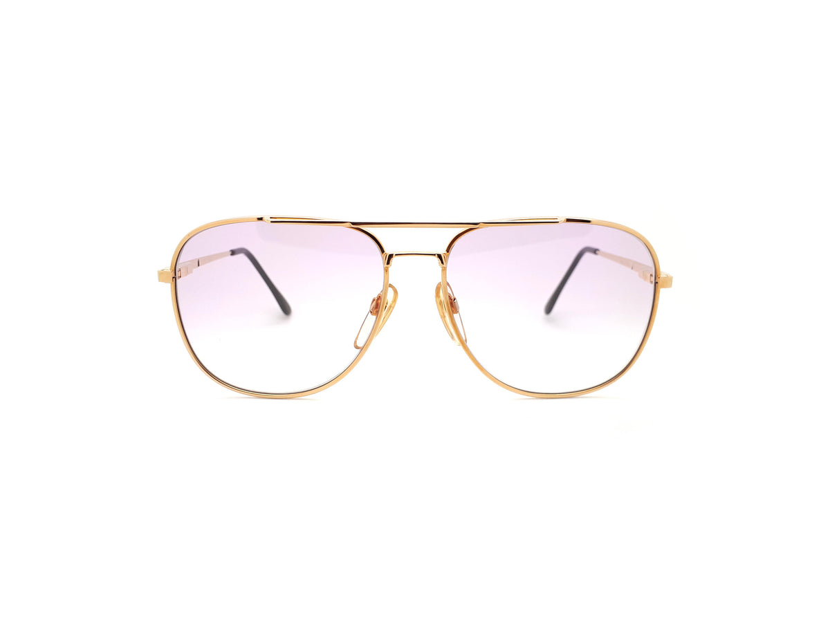 Vintage Gold Aviator Sunglasses with Purple Lenses 1980s 
