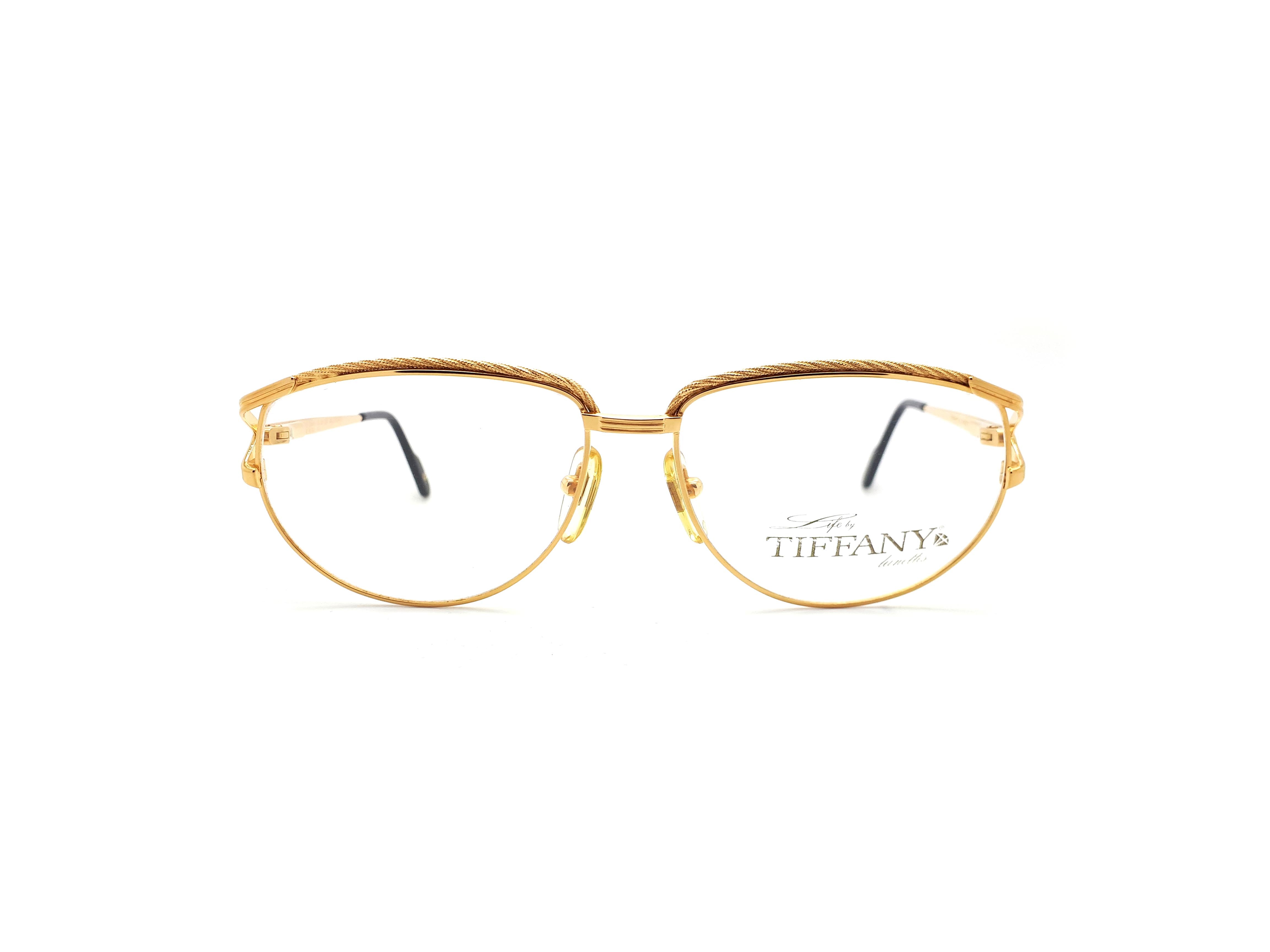 Rare Vintage 90s Tiffany Glasses Frames 23KT Gold Plated T312 C4