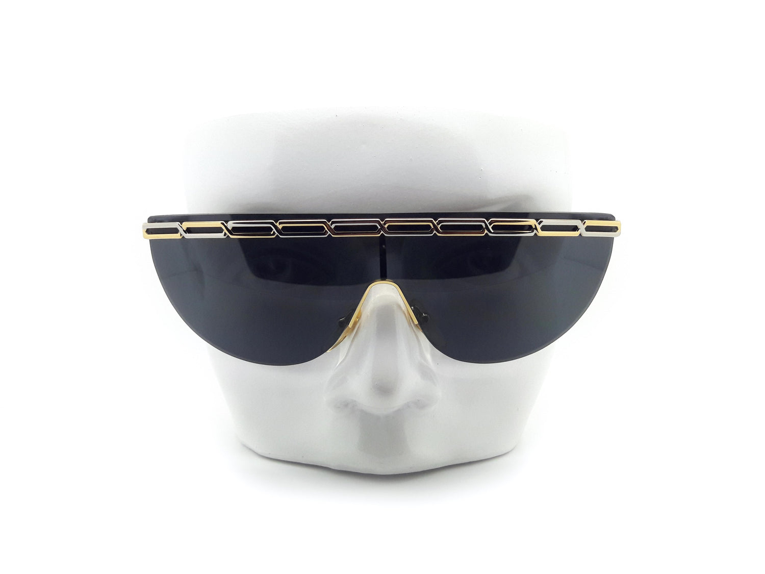 Chanel Black Vintage Chain Link Shield Sunglasses